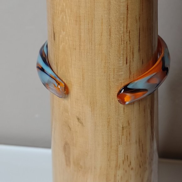 Very Awesome Orange Glass Bracelet 6 3/4 Inches - Picture 2 of 8